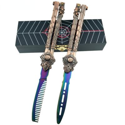 China Practice Non-Variable Butterfly In Knife Dull Tool No Edge Game Fade Rainbow Trainer Folding Knife Black Widow Knife Csgo Knife for sale