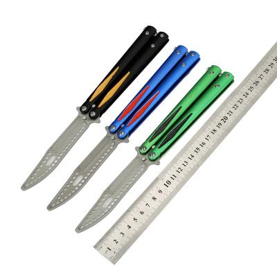 China Non-variable Butterfly in Game Butterfly Knife Blue Butterfly Trainer Knife Rivet Training Tool Folding Knife for Knife Handle for sale