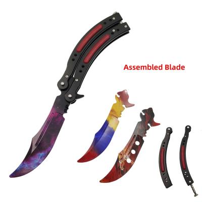 China Screw Release Disassembly CS GO Butterfly Fade Butterfly In Knife Blade Karambit Folding Knife Forming No Edge Practice Tools for sale