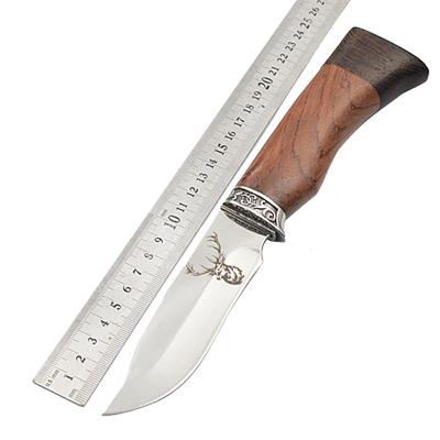 China Non-variable 440C Stainless Steel Blade Fixed Knife 57HRC Wenge Wood Handle Hunting Survival With Case for sale