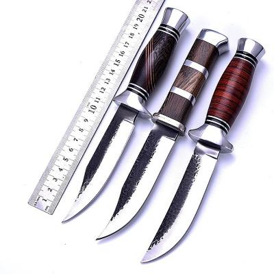 China Non-variable knife 440C fixed steel color blade wooden handle with nylon sheath camping hunting survival knives for sale