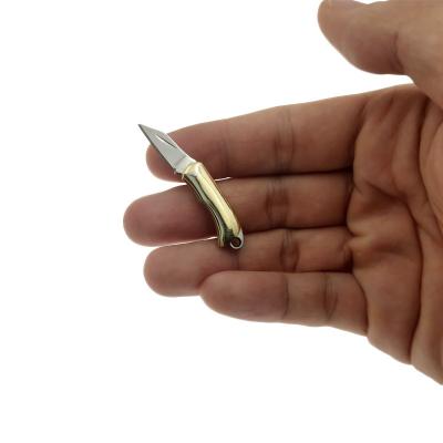 China Stainless Steel Mini Portable Pocket Knife Gift Brass Handle Small Size Non-variable Key Chain Unpacking Tiny EDC Folding Knife for sale