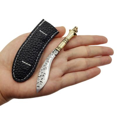 China SK217 Non-variable Hand Forged Mini Portable Sharp Key Chain Pocket Knife Pocket Scimitar Steel Brass Paper Cutter for sale