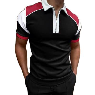 China New Style Contrast Color Men's Casual High Quality Patchwork Simple Polo Shirts Slim Fit Design Sports Shirt Zipper Matching Clothes YSY0510-15 for sale