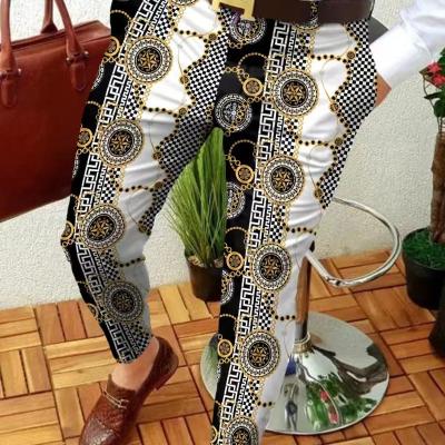 China 2022 Men's Spring Pants QUICK DRY Autumn Rhombus Printed Business Pants Retro Pattern Casual Straight Pants YSY0525-5 for sale