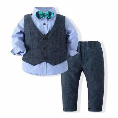 China Wool/polyester 2022 current wholesale children's shirts vests and pants 3 pieces fashion QZ0923 set spring and autumn evening wear for sale