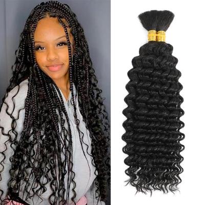 China Deep 100g Human Braiding Hair Bundle Deep Wave Bulk Human Hair  bundles for Braiding No Weft Curly Hair Bulk for Boho Braids for sale