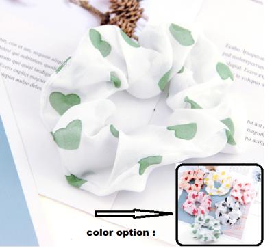 China Beautiful and Cute Lovely and Cute Heart Print Pattern Fashion Chiffon Hairband Elastic Hair Scrunchies for Girls and Women for sale