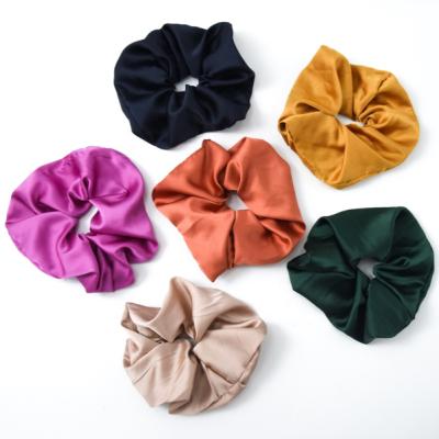 China High Quality Fashionable Solid Color Hair Big Oversized Elastic Scrunchy Band Satin Scrunchies Customized Satin Scrunchies for sale