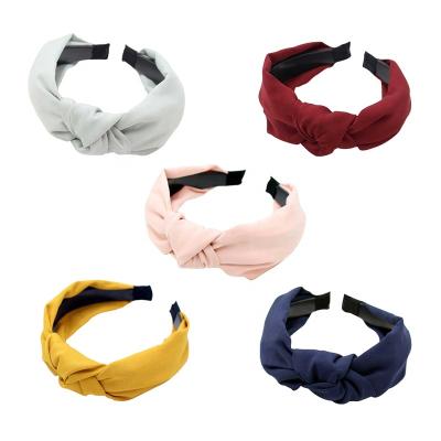 China Handmade Wide Knot Headband Headband Wide Knot Hair Circle Headband Cloth Covered Cross Accessories For Women for sale