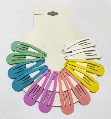 China Hair Decoration 5cm 6 Colors 12pcs Set On Card Mat Finish Metal Nap Hair Clips For Girls And Women for sale