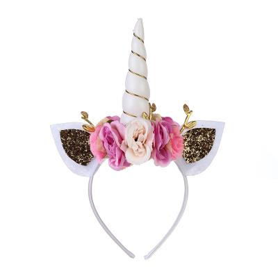 China WJ---LT002 ​​Fashion Colorful Unicorn Headband Cute Flower Unicorn Headband For Lovely Girls In Party for sale