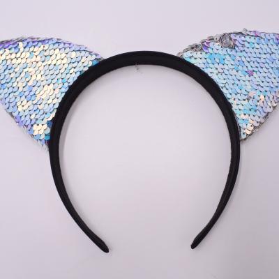 China MLS-BF-HB-4473-R/MLS-BF-HB-4411-R 2 colors cat ear with cute sequin decoration design headband for lovely girls for sale