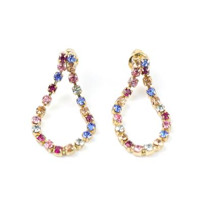 China 2022 Spring Summer Fashion Trendy Jewelry CLASSIC Delicate Colorful Crystal Earrings Diamante Drop Circles Sample Available for sale