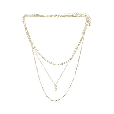 China FASHIONABLE Women s Layered Necklace With Round And Rectangle Stone Chain Star Decoration for sale