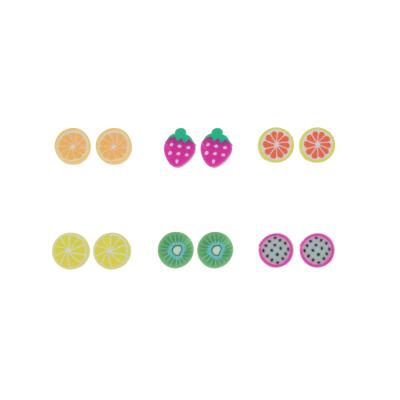 China Elegant Charming 6 Pairs Women's Earring Set Multi Earring Sets With Lemon Orange Fruit Strawberry Earring for sale