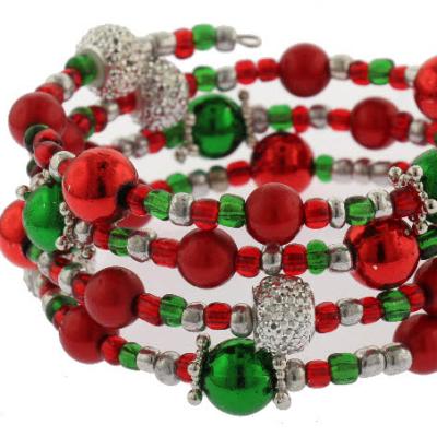 China Beautiful Stretch Bracelet With Multi Shape Acrylic Beads And Glitter For Women Christmas Decoration for sale