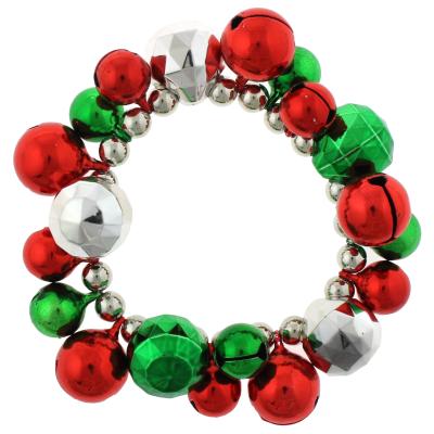 China Beautiful stretch bracelet with CCB and Jingle Bells for Christmas holiday decoration for sale