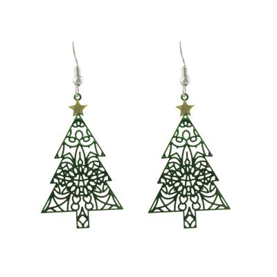 China Christmas Holiday Women s Drop Earring With Filigree Christmas Tree For Christmas Holiday Earring for sale