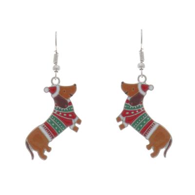 China Christmas Holiday Women s Drop Earring with Dachshund for Christmas Holiday Earring for sale