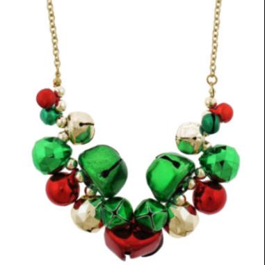 China Christmas Jingle Bells Decoration and Pearl Statement Necklace for Women Christmas Accessories for sale