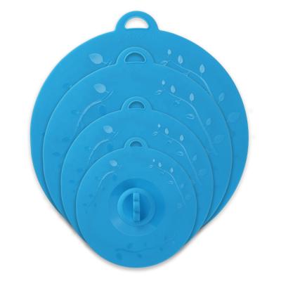 China Viable 4pcs BPA Free Leak Proof Silicone Pot Covers Silicone Suction Lids For Pan Bowl Cups for sale