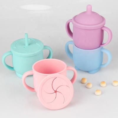 China BPA Free BPA Free Baby Training Cup Silicone Kids Drinking Water Leakproof Cup With Straw for sale