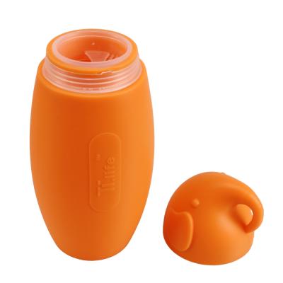 China Sustainable BPA Free Reusable Sport Drinks Water Bottle Silicone Leakproof Kids Animal Cute Bottle for sale