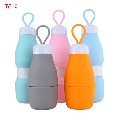 China 2019 Rolling Pin Collapsible Travel Sport Drink Amazon Top Silicone Viable Water Bottle for sale