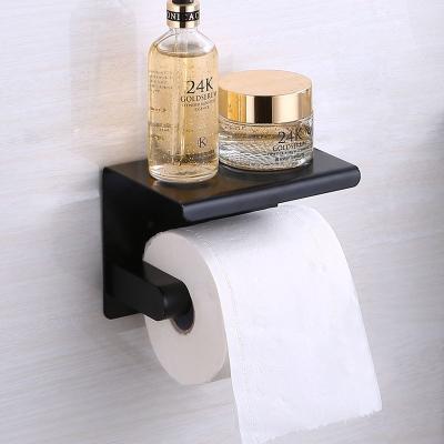 China Modern Black Mobile Phone Holder 304 Stainless Steel Toilet Paper Roll Tissue Box Paper Holder for sale