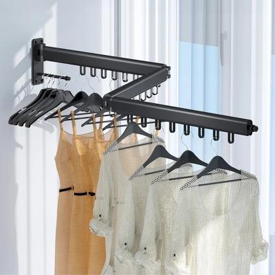 China Environmental Health Aluminum Alloy Folding Black Clothes Rail Bathroom Balcony Movable Single And Double Multipole With Hook Drying Rack for sale