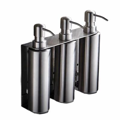 China Foam Soap Dispenser Stainless Steel Bathroom Hand Soap Bottle Hotel Wall Hanging Soap Dispenser Shampoo Bottle for sale