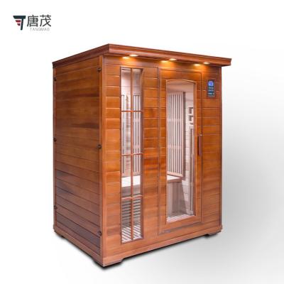 China Computer Control Panel Wooden Red Cedar 3 Person Sauna Shower Room Indoor Sauna Room Far Infrared Sauna Room for sale