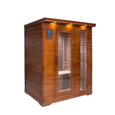 China Portable Computer Control Panel 3 Person Infrared Red Cedar Wooden Sauna Room Sweat Steaming Room For Sale for sale