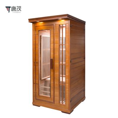 China Mini computer control panel design family use 1 person red cedar single sauna room for skin purification and health for sale