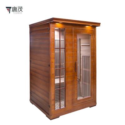 China Computer Control Panel Canadian Red Cedar 2 Solid People Indoor Far Infrared Colorful Light Sauna Room for sale