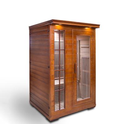 China Computer control panel 2 person red cedar carbon heater far infrared sauna room for sale for sale