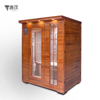 China Computer Control Panel Factory Direct Sale 3 People Cedar Sauna Room Red Far Infrared Indoor Sauna Room for sale