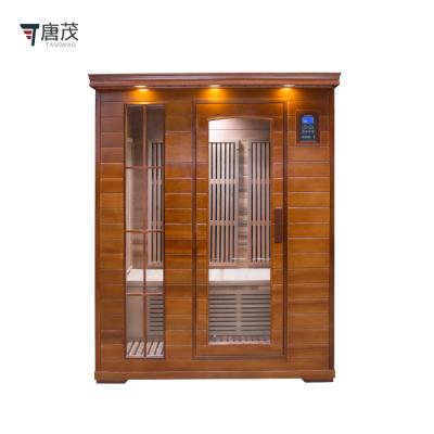 China Computer Control Panel New Style Modern Wooden Sauna 3 People Sauna Far Infrared Traditional Steam Bath for sale