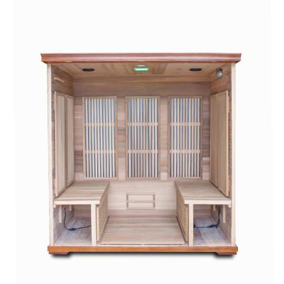 China Computer Control Panel Solid Wood Dry Red Cedar 4 People Steam Room Sauna Household Sweat Steaming Room for sale