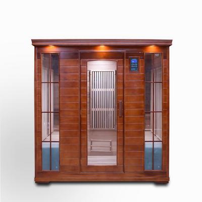 China 2022 Hot Selling 4 Person Portable Canada Red Cedar Luxury Solid Wood Infrared Sauna Dry Room Computer Control Panel 4 Person for sale