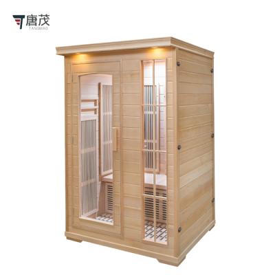 China Computer Control Panel Hemlock Carbon Panel Infrared Sauna 2 People Sauna Steam Bath With Wooden Handle for sale