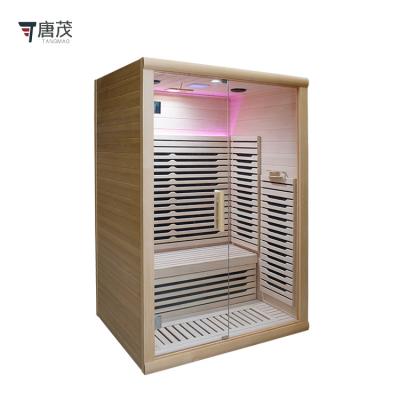 China Computer Control Panel 2 Person Wooden Glass Door Seamless Far Infrared Indoor Steam Sauna Room For Sale for sale