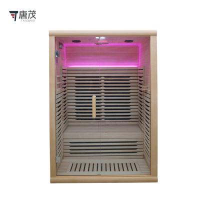 China Portable Far Infrared Steam Sauna Glass Door Steam Sauna Computer Control Panel Wooden Handle Double Steamer Dry Room for sale