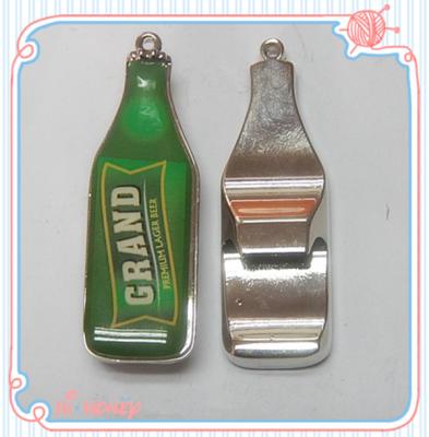 China Beer bottle shaped epoxy dome bottle opener, promotion epoxy metal bottle opener key fob, for sale