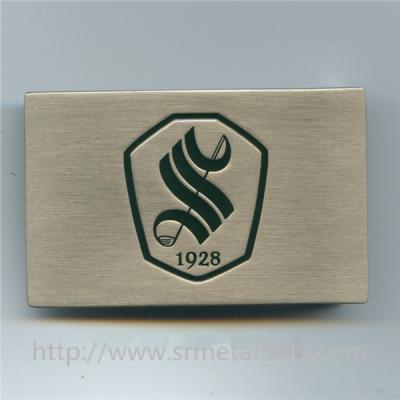 China Brush nickel flat belt buckle with engraved logo, custom made alloy belt buckle, for sale