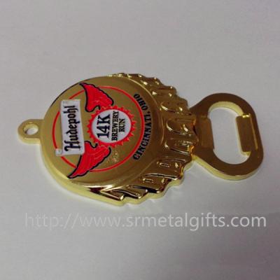 China Gold plated bottle opener with logo text painting, custom logo painted bottle openers, for sale