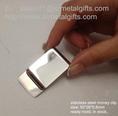 China Mirror surface stainless steel money clips in stock, small quantity wholesale, for sale