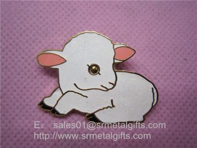 China Enamel paint gold lamb lapel pin, novelty enamel lapel pin for garment accessories, for sale