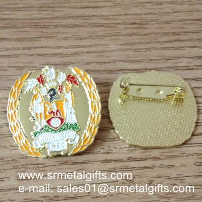 China Metal enamel colour filled lapel pin with safety pin for sale